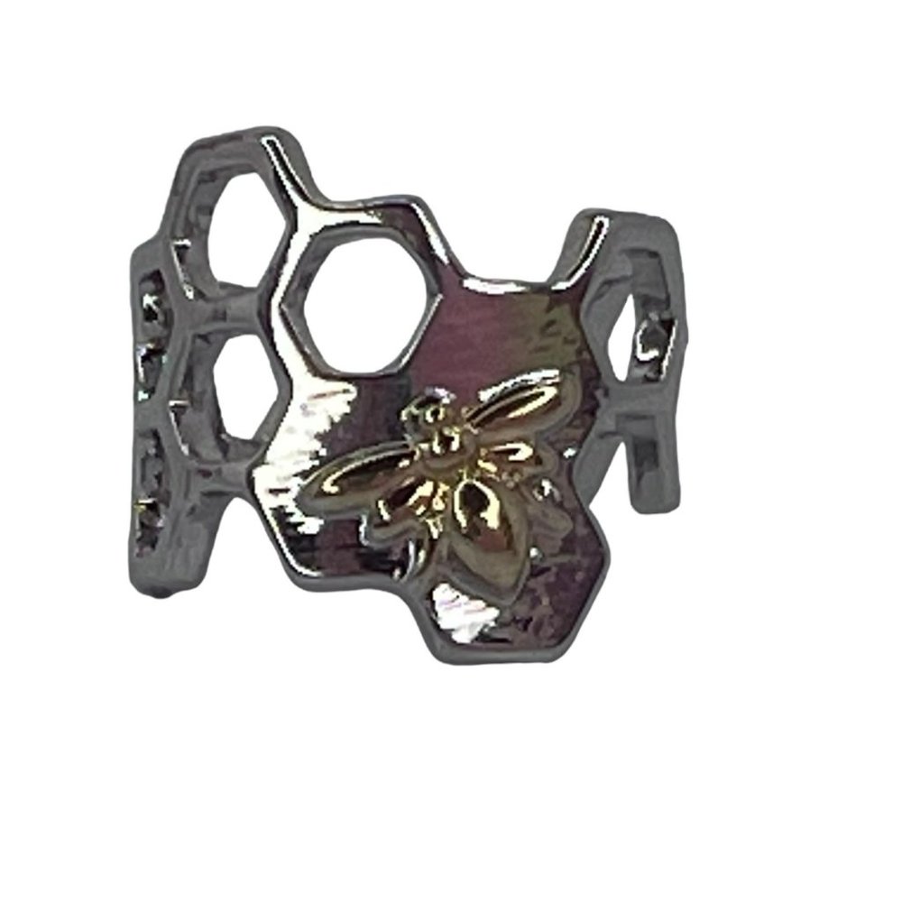 Bumble Bee Ring Adjustable Silver Tone Animal Lovers Jewelry One Size Fits All